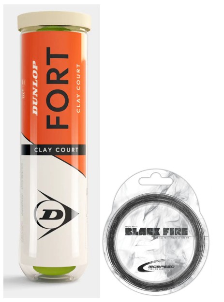 Dunlop Fort Clay Court 4er mit 1 Set Isospeed Black Fire 1.25