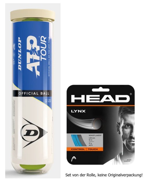 Dunlop ATP Tour 4er mit 1 Set 12m Head Lynx 1.25 blau