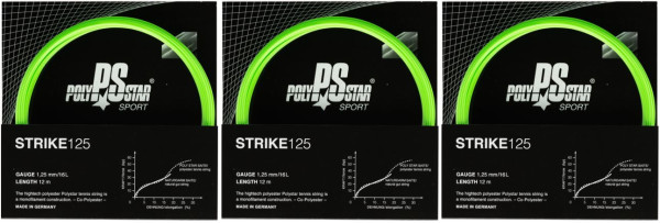 Saiten Testpaket STP2323: 3 Sets Polystar Strike 1.30 neongrün