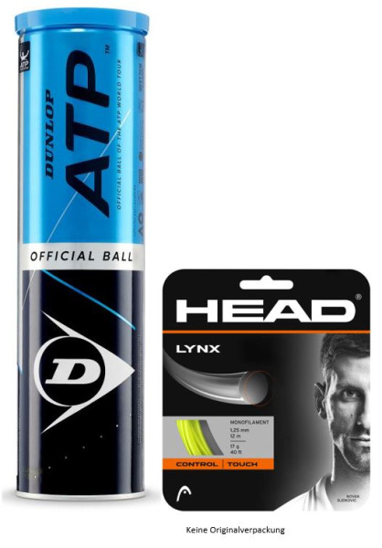 Dunlop ATP 4er gelb mit 1 Set 12m Head Lynx 1.25 gelb